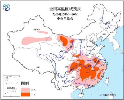 全国高温区域预报